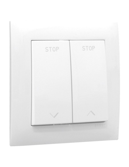 Inversor universal que se adapta tanto a la caja de superficie 1010976CS como a la de empotrar 460129. Permite subir o bajar la 