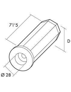 Contera de plástico de 40 mm de diámetro, 71,5 mm de largo para rodamiento de 28 mm de diámetro, para eje de 42 mm. 2