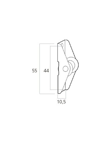 Polea guía cable para torno exterior o guía cordón para recogedor de superficie con cordón. Se puede instalar tanto frontalmente