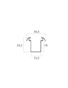 Guía de aluminio lacado blanco con forma de "V"con felpa incorporada para lamas de aluminio. Esta guía se usa para embutir en la 2