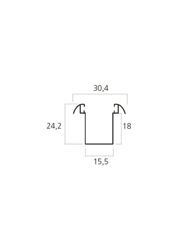 Guía de aluminio lacado blanco con forma de "V"con felpa incorporada para lamas de aluminio. Esta guía se usa para embutir en la