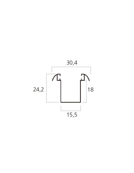 Guía de aluminio lacado blanco con forma de "V"con felpa incorporada para lamas de aluminio. Esta guía se usa para embutir en la