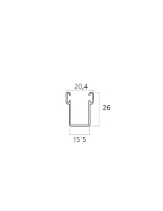 Guía de aluminio lacado blanco con forma de "V" de aletas planas con felpa incorporada para lamas de aluminio. Esta guía se usa  2
