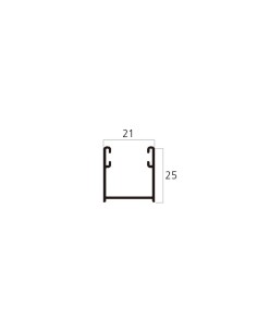 Guía de aluminio lacado blanco con forma de "U" sin aletas con felpa incorporada para lamas de aluminio. Esta guía se usa para i 2