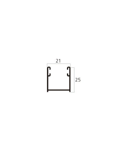 Guía de aluminio lacado blanco con forma de "U" sin aletas con felpa incorporada para lamas de aluminio. Esta guía se usa para i