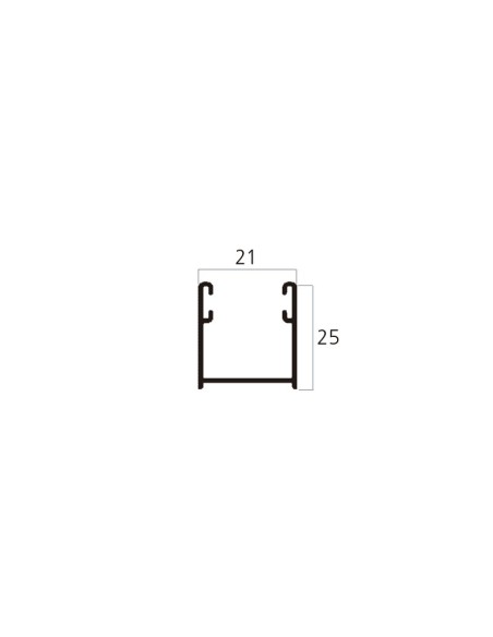 Guía de aluminio lacado blanco con forma de "U" sin aletas con felpa incorporada para lamas de aluminio. Esta guía se usa para i