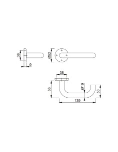 Juego de manillas con roseta para puertas interiores. Base de nylon, muelle de recuperación, fijación no visible, tornillos mult 2