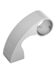 Juego de soportes curvo con cuerpo en aluminio en acabado símil inox, para tubo de 40 mm de diámetro. Incluye arandelas y tuerca