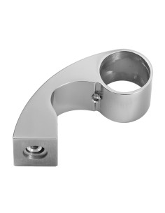 Juego de soportes curvo con cuerpo en aluminio en acabado símil inox, para tubo de 40 mm de diámetro. Incluye arandelas y tuerca 2