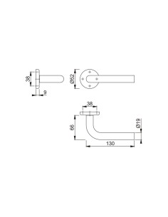 Juego de manillas con roseta para puertas interiores. Base de nylon, muelle de recuperación, fijación no visible, tornillos mult 2