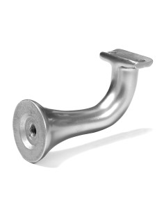 Soporte pasamanos decorativo para barandilla realizado en aluminio anodizado con efecto inoxidable. Montaje sencillo, rápido y e