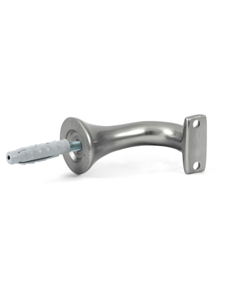 Soporte pasamanos decorativo para barandilla realizado en aluminio anodizado con efecto inoxidable. Montaje sencillo, rápido y e