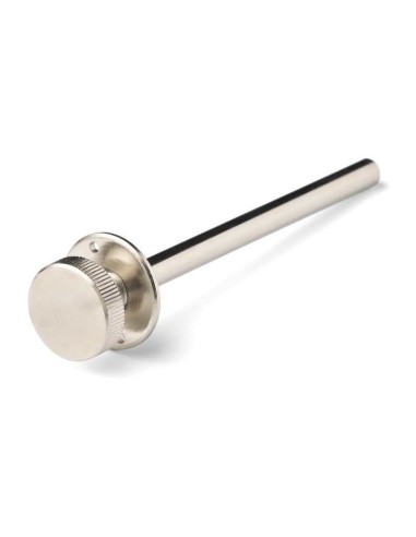 Seguro para persiana de acero lacado negro que se instala perforando el bastidor de la ventana y una lama. Impide la apertura de