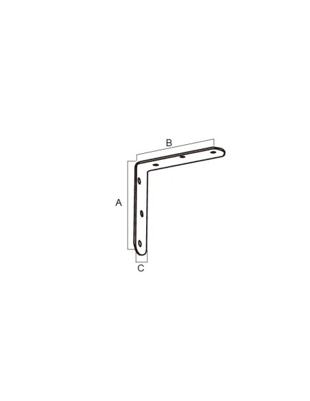Escuadra realizada en acero bicromatado. Tiene unas dimensiones de 100 x 100 x 20 mm. Se usa como escuadra de refuerzo en mueble