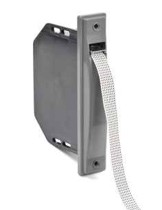 Recogedor de embutir para carpintería de aluminio o PVC sin pivote, con freno inoxidable y con placa de poliamida. Se suministra