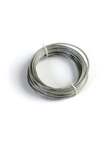 Cable de acero cincado para torno empotrado o exterior de 80 kg. Tiene un grosor de 3 mm y una longitud de 7 metros.