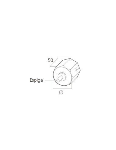Cápsula metálica de acero galvanizado para eje de 60 mm de diámetro y 50 mm de largo con espiga de 12 mm. La parte de la espiga 