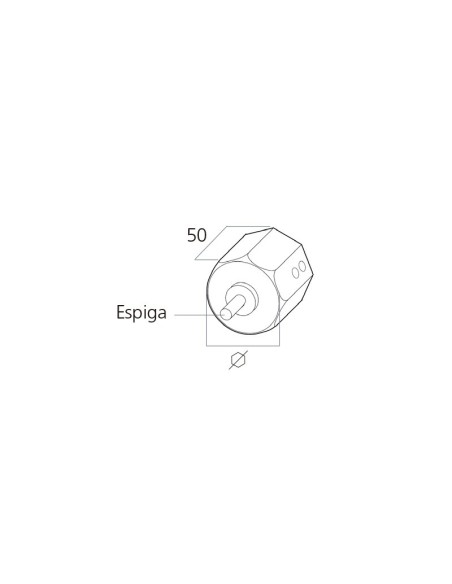 Cápsula metálica de acero galvanizado para eje de 60 mm de diámetro y 50 mm de largo con espiga de 12 mm. La parte de la espiga 