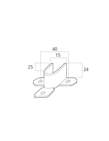 Soporte estampado con 3 orejas de fijación, para eje y contera.