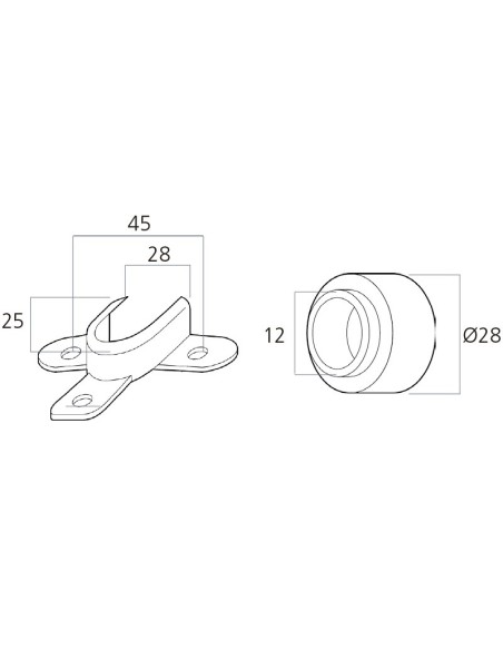 Cojinete a bolas de 28 mm de diámetro con casquillo de nylon para soporte estampado 9500 y 9403.