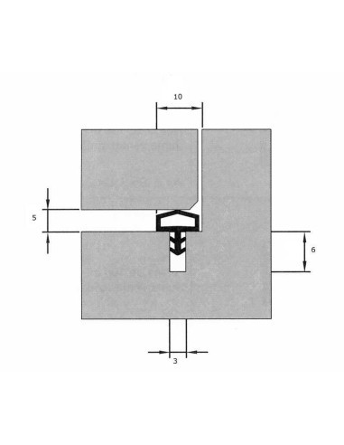 Junta autoextinguible de PVC flexible realizada en TPE (caucho termoplástico). Para regata de 3,5 x 7 mm.
