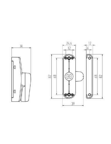 Cierre de presión reversible para contraventanas. Posibilidad de múltiple posicionamiento gracias a los distanciadores simétrico
