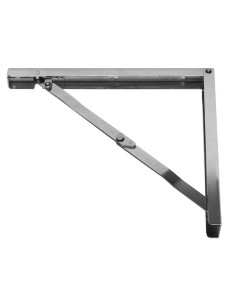 Escuadra plegable ligera. Realizada en acero niquelado y cromado secado al horno. La capacidad de carga de 2 escuadras es de 45 