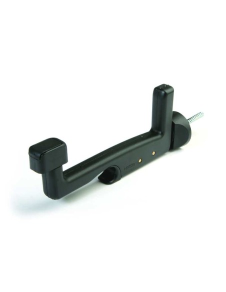 Retenedor automático regulable de plástico negro para persianas mallorquinas, ventanas, contraventanas o puertas sujetas a pared