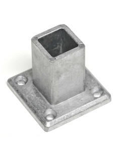 Base para pie de barandilla en aluminio inyectado. Disponible embellecedor 2110CH para cubrir la base. Certificado por Cidemco.