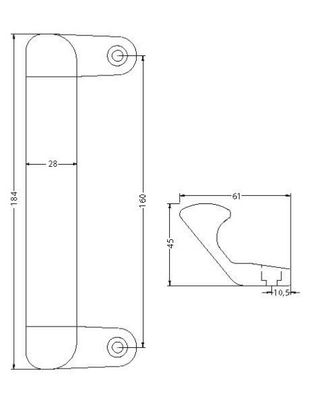 Asa de aluminio extrusionado y zamak para puertas y ventanas correderas. Lleva embellecedores para cubrir los tornillos. Se adap