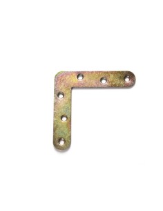 Escuadra plana para ensamblaje de muebles que actúa a modo de pieza de unión. Realizada en acero bicromatado. Tiene unas dimensi