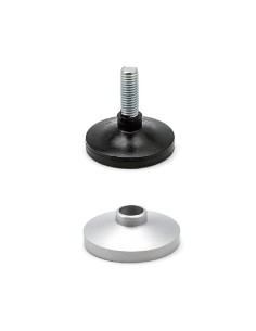 Pie nivelador con base de polietileno de alta densidad, antioxidante, aislante y con espárrago cincado. La altura total del pie 