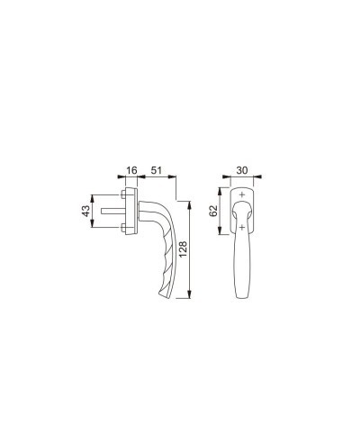 Manilla para ventana oscilobatiente verificada según norma DIN EN 13126-3 23/180-0150/03/C1 y RAL-GZ 607/9. Posición de enclavam
