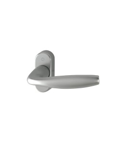 Juego de manillas con roseta y bocallave para puertas interiores de perfil estrecho verificado según norma DIN EN 1906:37-0140A.