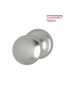 Pomo con roseta para el lado exterior de la puerta de entrada. Base en acero, fijación unilateral no visible, tornillos multiuso