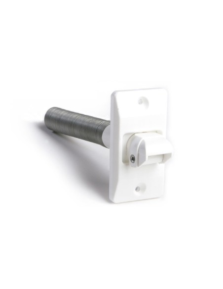 Polea pasacintas de plástico para cinta de 14 mm de ancho con muelle orientable y extensible. Con independencia de dónde está ub