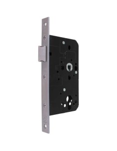 Cerradura de embutir norma DIN con resbalón, para puerta de paso con función de pestillo reversible. Frontal y cierre en acero i