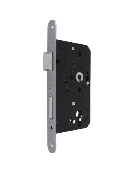 Cerradura de embutir norma DIN para cilindro europeo. Para puerta de entrada, con cerrojo con proyección de 21 mm y pestillo rev
