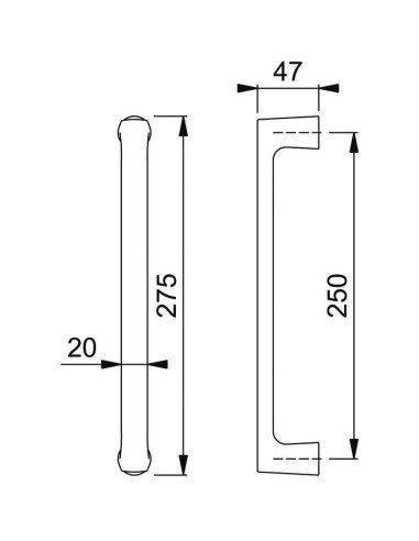Manillón recto en latón acabado Resista para puertas interiores con fijación no visible. Para puertas de aluminio, de madera o d