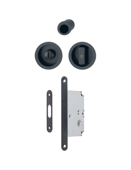 Juego de uñeros en aluminio para puertas correderas con fijación no visible, con condena y desbloqueo, cuadradillo telescópico d