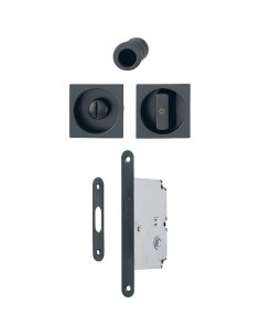 Juego de uñeros en aluminio para puertas correderas con fijación no visible, con condena y desbloqueo, cuadradillo telescópico d 2