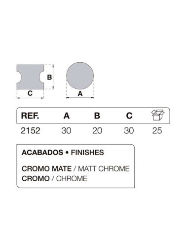 Pomo para mueble o armario realizado en zamak. Tiene un diámetro de 30 mm y una altura de 20 mm.