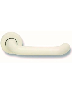 Juego de manillas en aluminio con muelle de recuperación, base de nylon con 4 puntos de fijación y roseta de 49 mm. El diámetro 