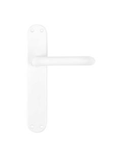 Juego de manillas con placa en aluminio con muelle de recuperación. El diámetro de la manilla es de 18 mm. Incluye cuadradillo p