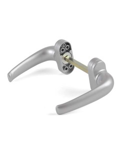 Manilla ambidiestra con muelle de recuperación. Lleva cuadradillo de 8 x 100 mm y puede instalarse en puertas de hasta 70 mm de 