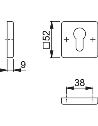 Pareja de bocallave para puertas interiores, con base de nylon, fijación no visible y tornillos multiuso.