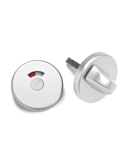 Pareja de condena con desbloqueo e indicador de ocupación para puertas de baño/WC, con base de nylon y fijación no visible. El i