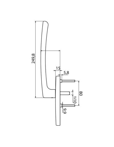 Juego de cremona para puertas con sistema de corredera elevable con bocallave para cilindro. Cuando se acciona permite la elevac