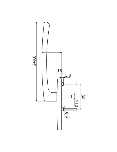 Juego de cremona para puertas con sistema de corredera elevable con bocallave para cilindro. Cuando se acciona permite la elevac