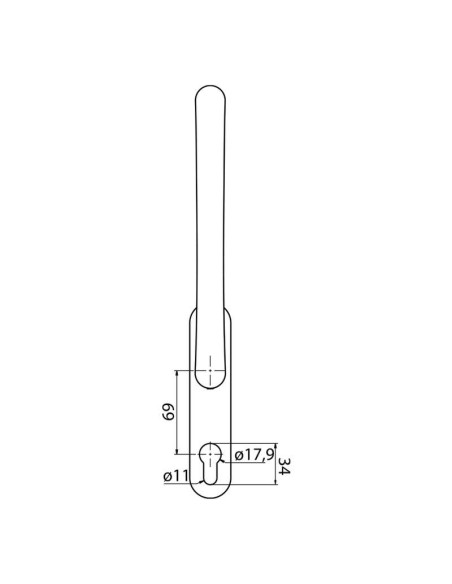 Juego de cremona para puertas con sistema de corredera elevable con bocallave para cilindro. Cuando se acciona permite la elevac